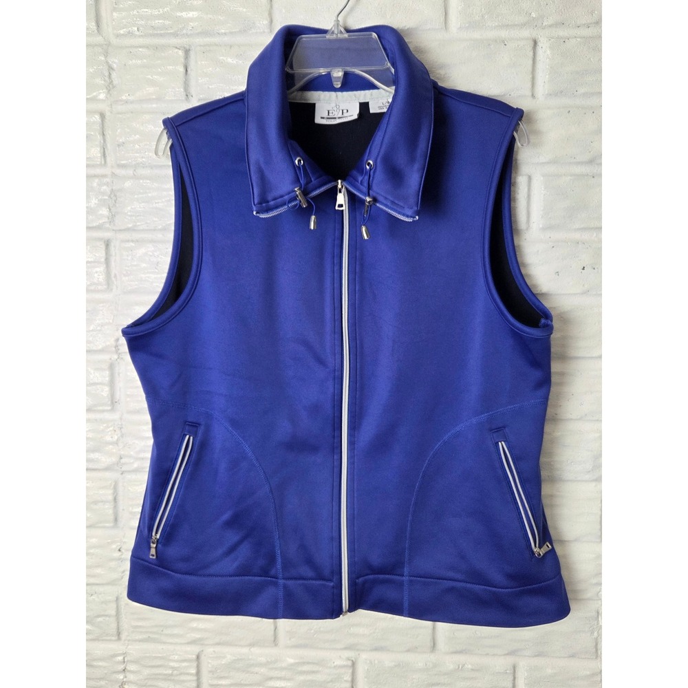 E P Pro Tour Tech Golf vest Women's size Large Full zip Fleece lined Blue